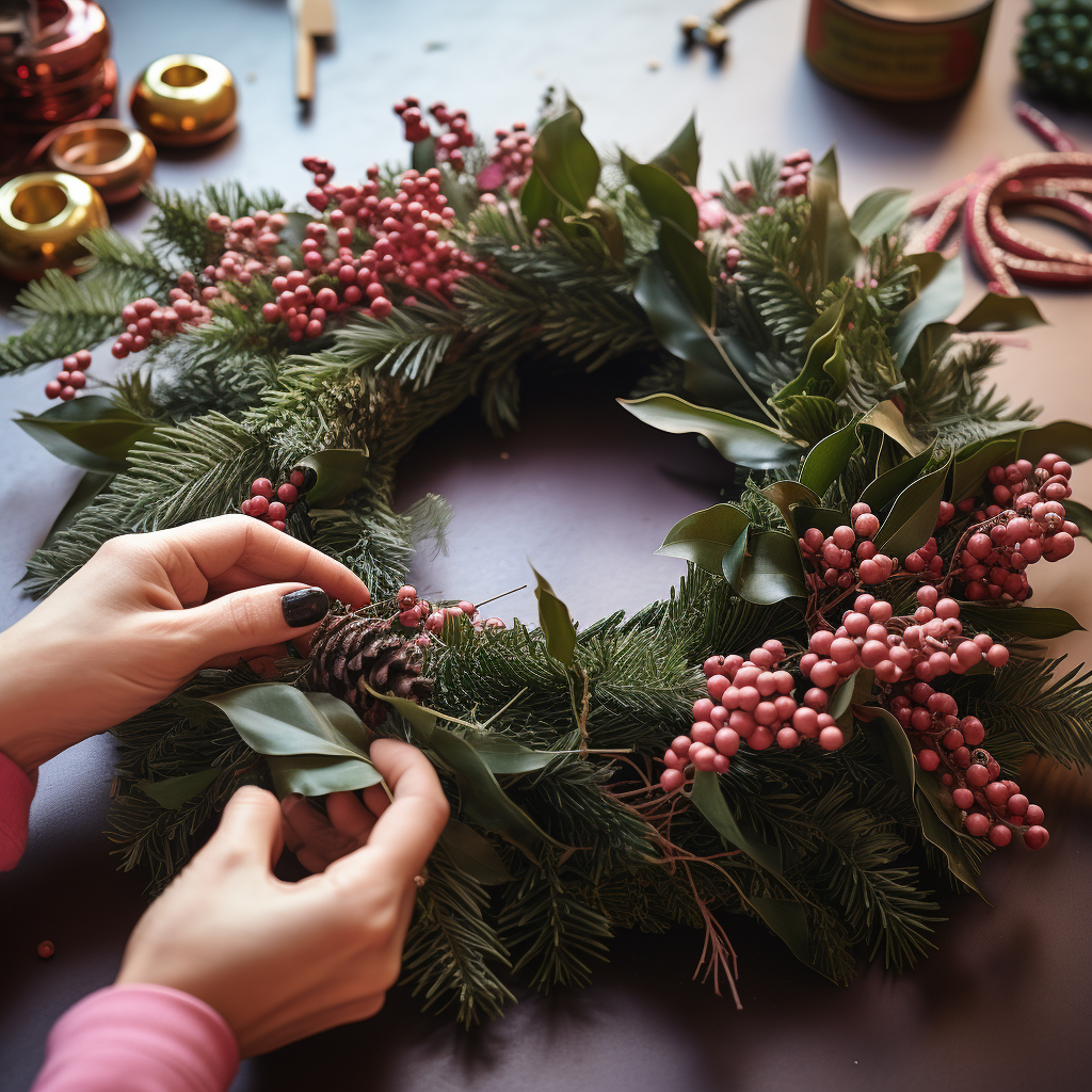 Sip and Craft: Christmas Wreath Making Workshop with Mince Pies and Mulled Wine - Friday 8th December 2023 - 6.30pm - 9pm